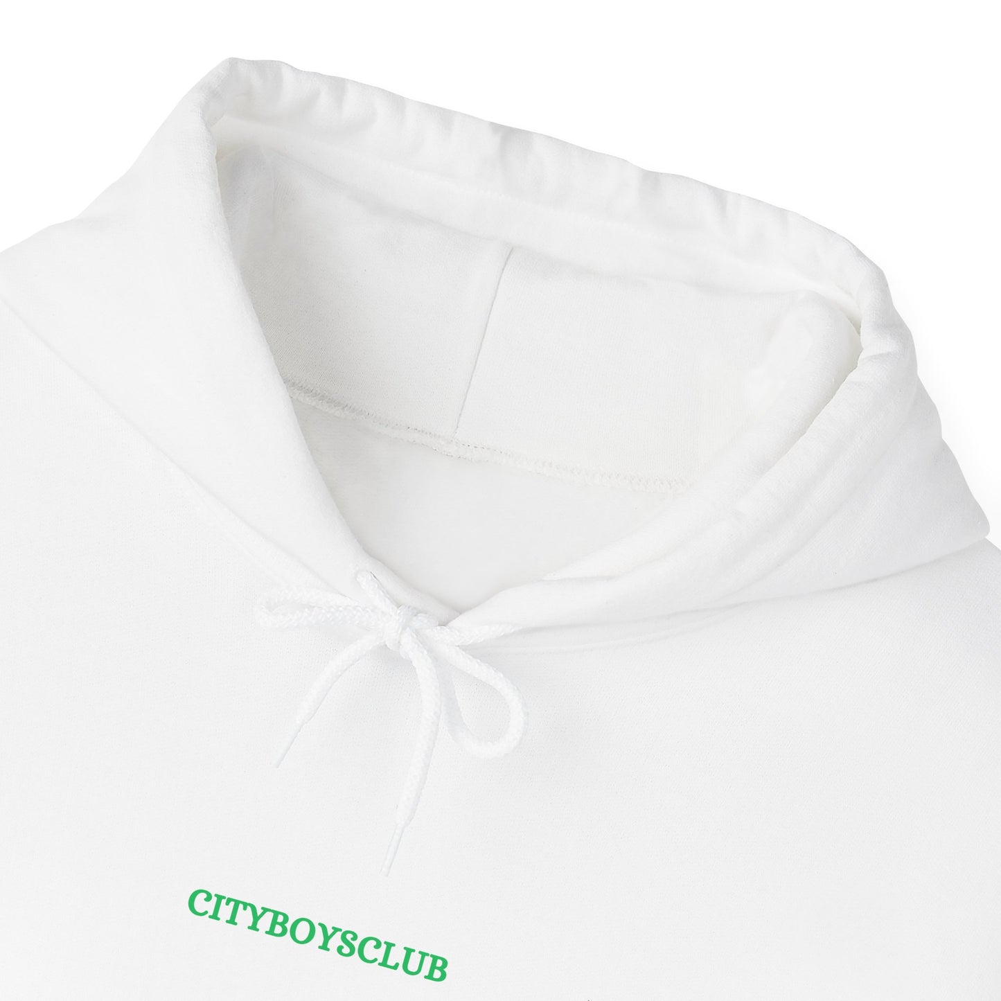 White Hoodie Green Letters - City Boys Club